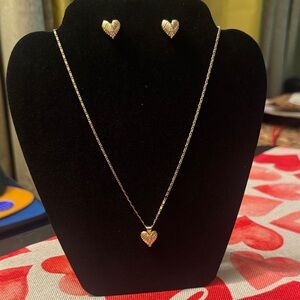 Plaided Heart Necklace and Earring Set